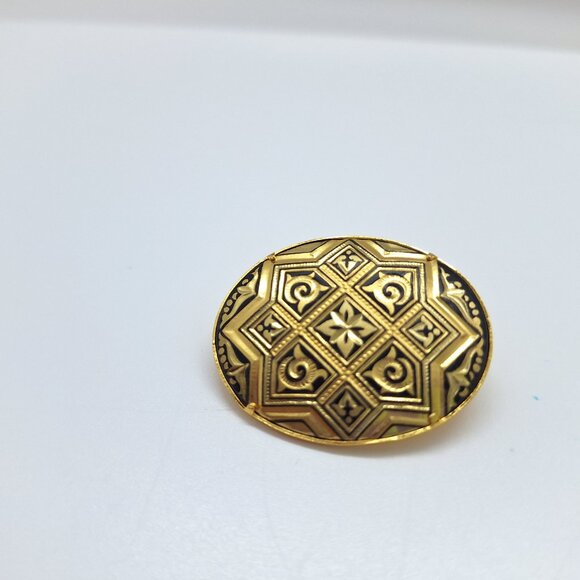 Vintage Spanish Damascene Gold Brooch - Picture 9 of 10